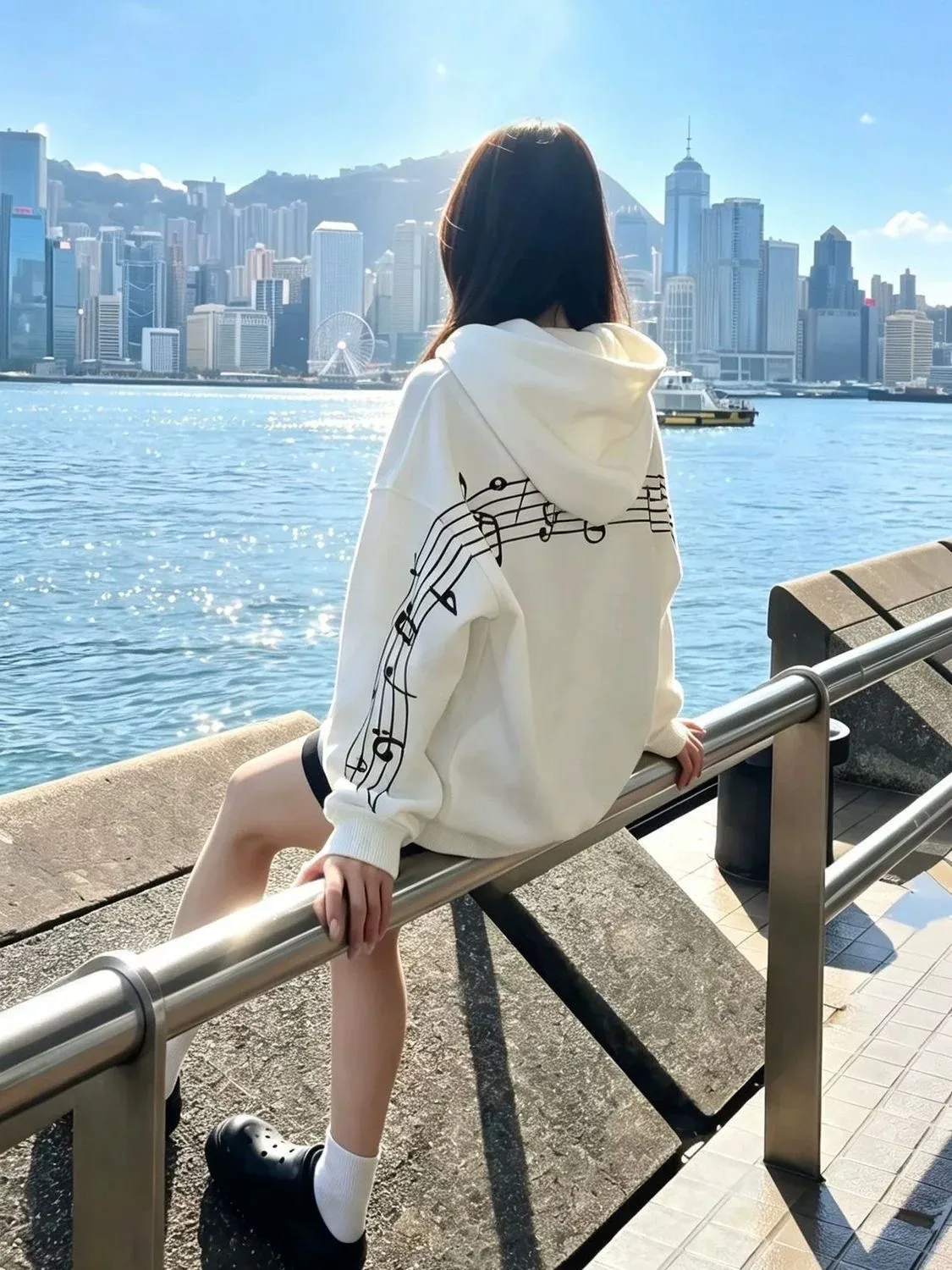 American High Street Note Embroidered Hoodie Women's Spring Autumn Trendy Loose Couple Heavy Duty Match Student Jacket