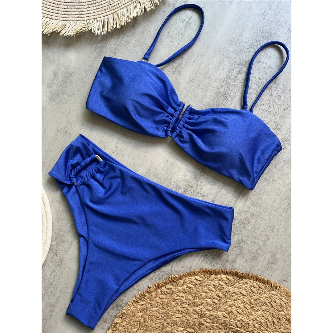 4 Farben, V-förmiger, gepolsterter Damen-Badeanzug, hochtaillierter Bikini, zweiteiliges Bikini-Set, Badebekleidung, Badeanzug, Modell V6583. – Detail 23