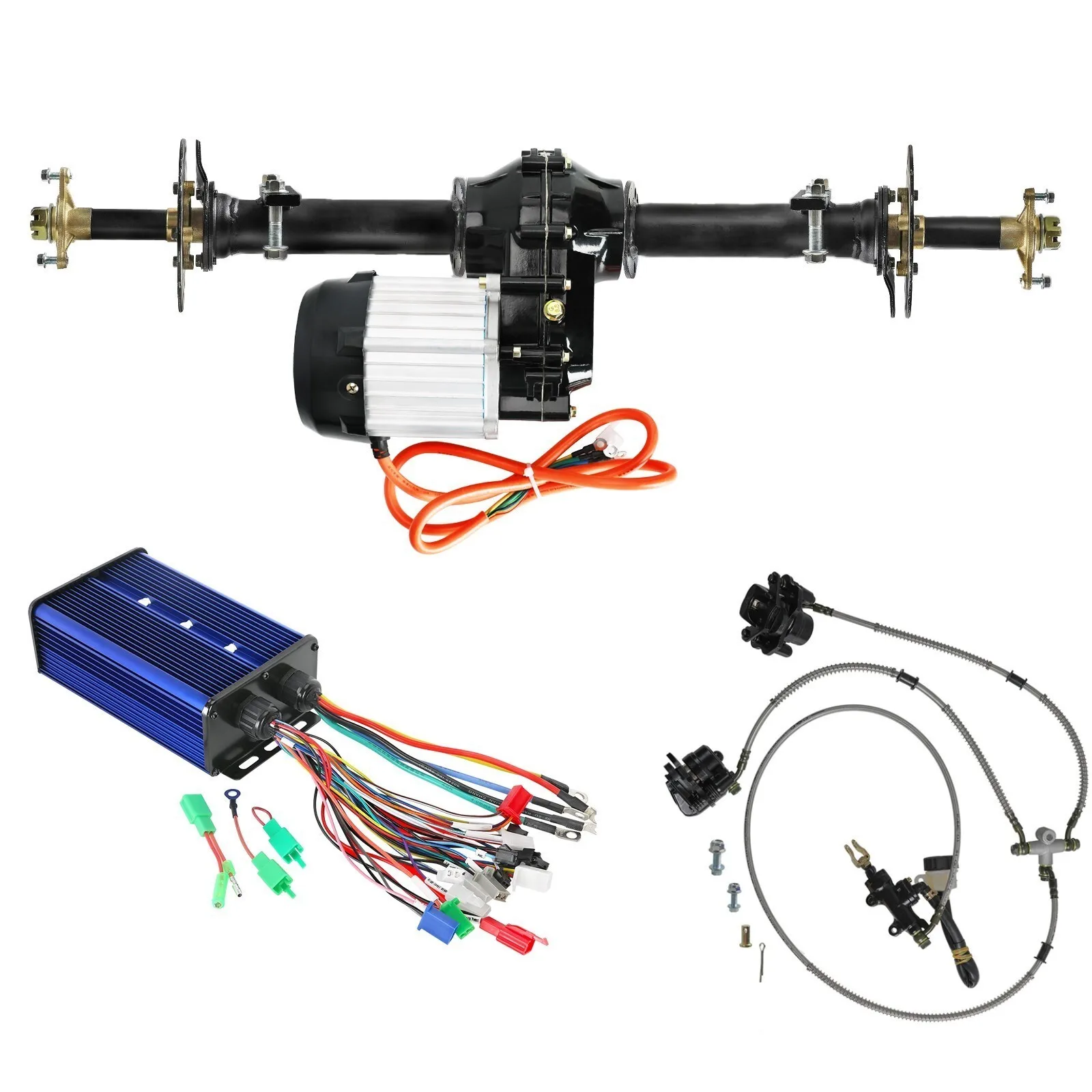 

Комплект задней оси 86 см с дифференциалом, электродвигатель 72В 1500Вт для квадроциклов, картов, гольф-каров, гоночных транспортных средств