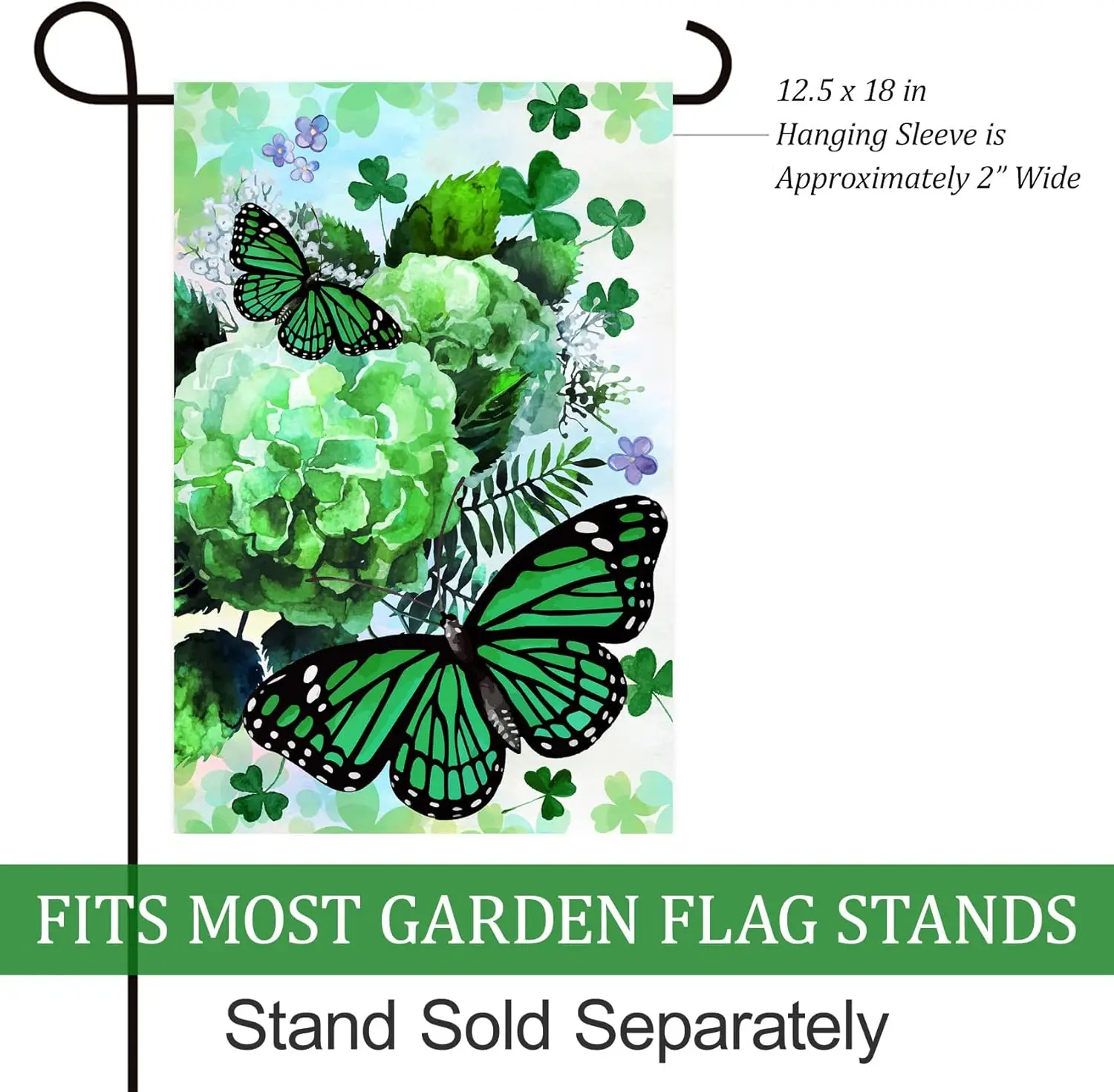 Texupday Green Butterfly With Clover Shamrock Floral Decoration St.Patrick's Day Vertical Garden Flag Farmhouse Holiday Part