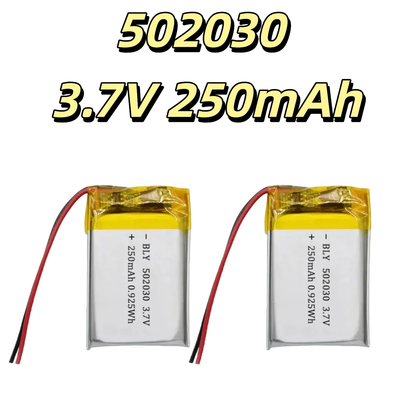 

502030 3.7V 250mAh Rechargeable Li-ion Battery PH2.0 Connector for Dash Cam Bluetooth Headphone RC Car Toys Lipo Battery