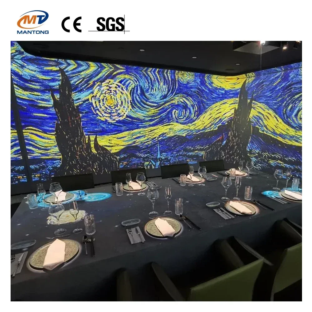 벽 3D 매핑 프로젝션 프로젝터 홀로그램 프로젝터 시스템 테마 레스토랑 몰입형 다이닝 경험 프로젝션