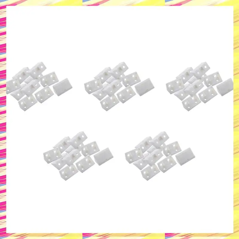 

ABJJ Furniture Cabinet Fastener Corner Braces Angle Brackets White 50Pcs
