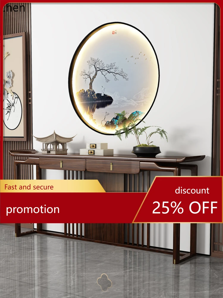 

HT Entryway Table Sideboard Entryway Hallway Wall-Mounted Living Room Ebony Wood Offering Table Solid Wood Entryway Cabinet