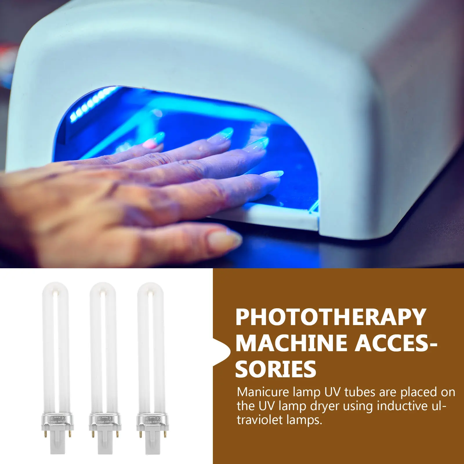 

8Pcs Nail Lamp Tube 9W Nail Art Machine Rapid Drying Manicure Light Replacement for Gel Polish Lamp