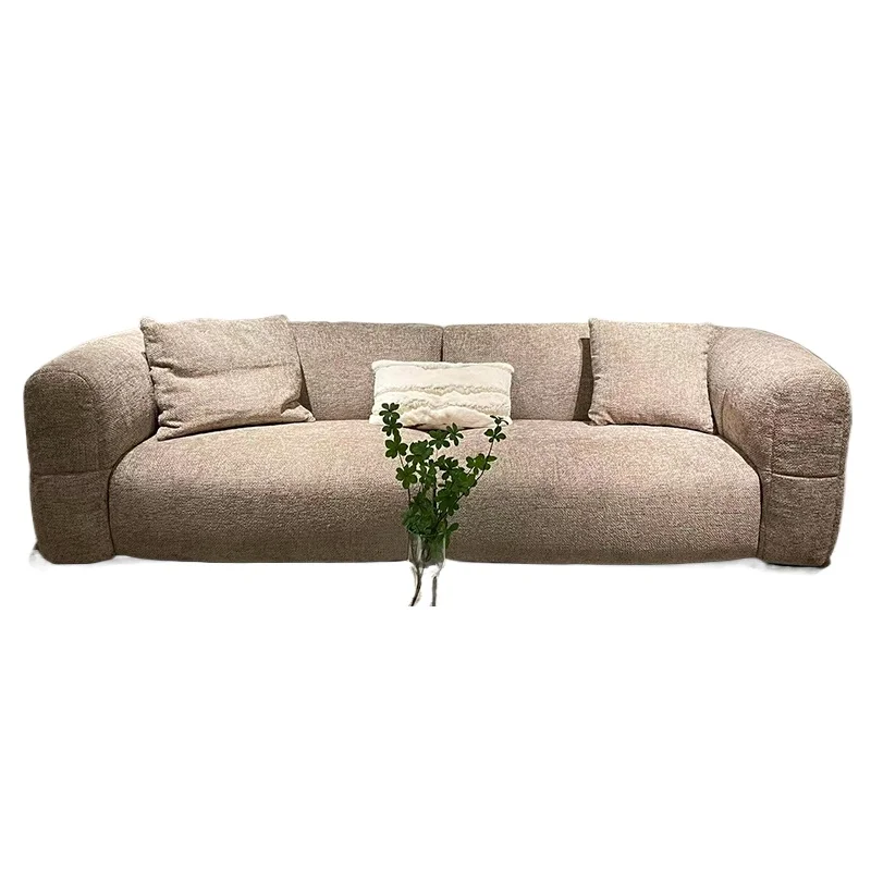 Big white sofa French retro brown cream wind villa big flat straight row chenille fabric sofa