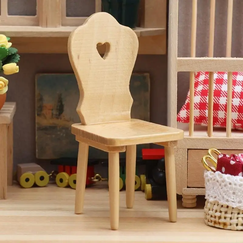 

Handcrafts 1:12 Scale Miniature Wooden Chair Model Figurine For Doll House Decoration And Living Room Scene Display A2UB