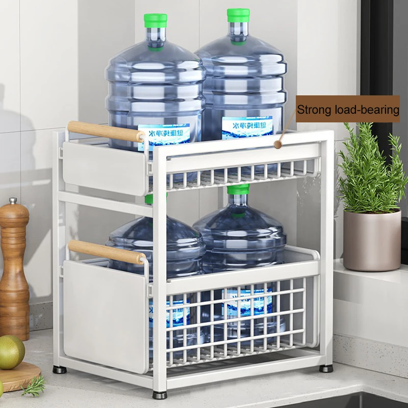 Under Sink Organizer Rack, 1 ou 2 Tier Basket Drawer, Metal Prateleira para Banheiro ou Cozinha