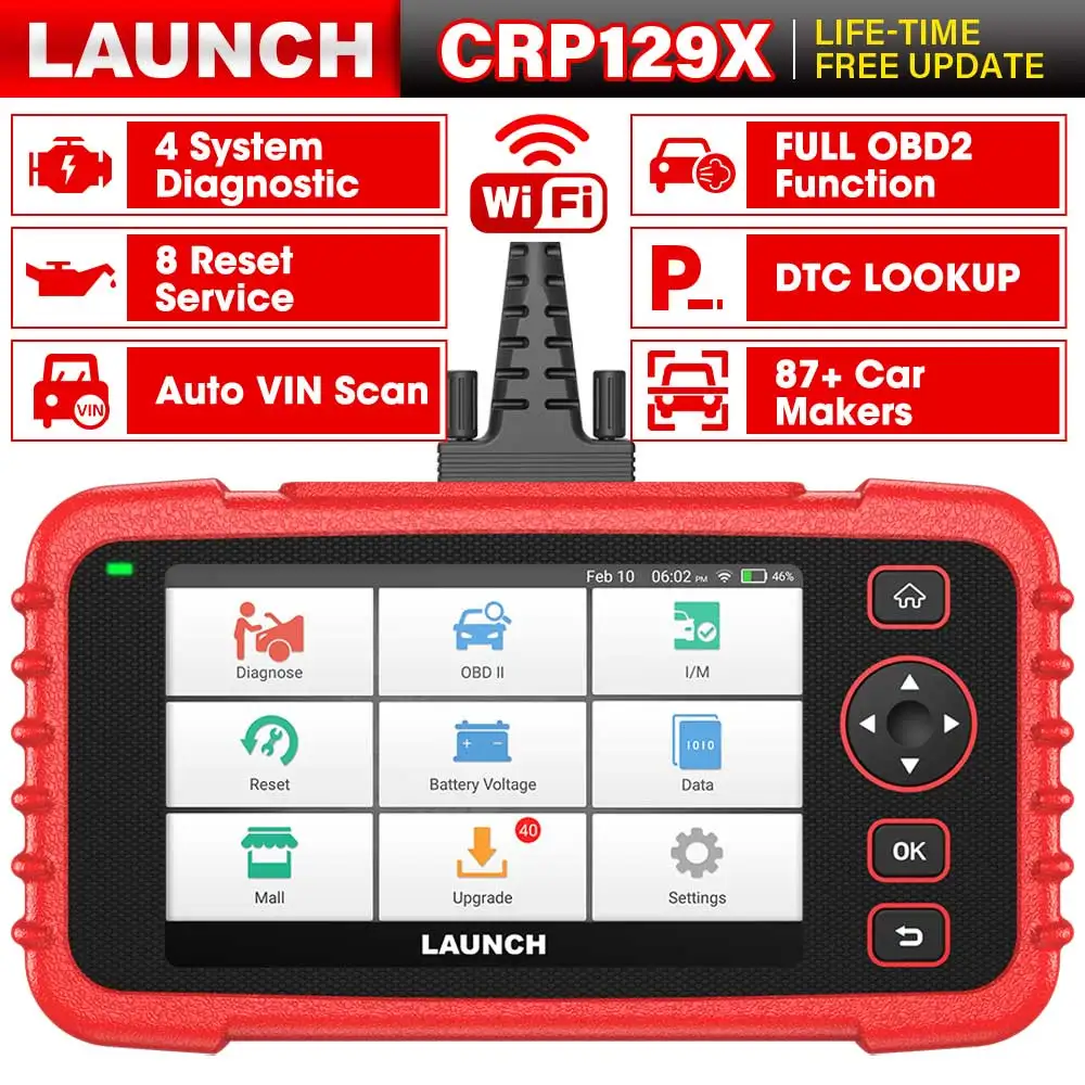 New LAUNCH CRP129X Diagnostic Tools Automotive OBDII Scanner OBD2 Scan Tools Four Systems Diagnosis obd2 Code Reader