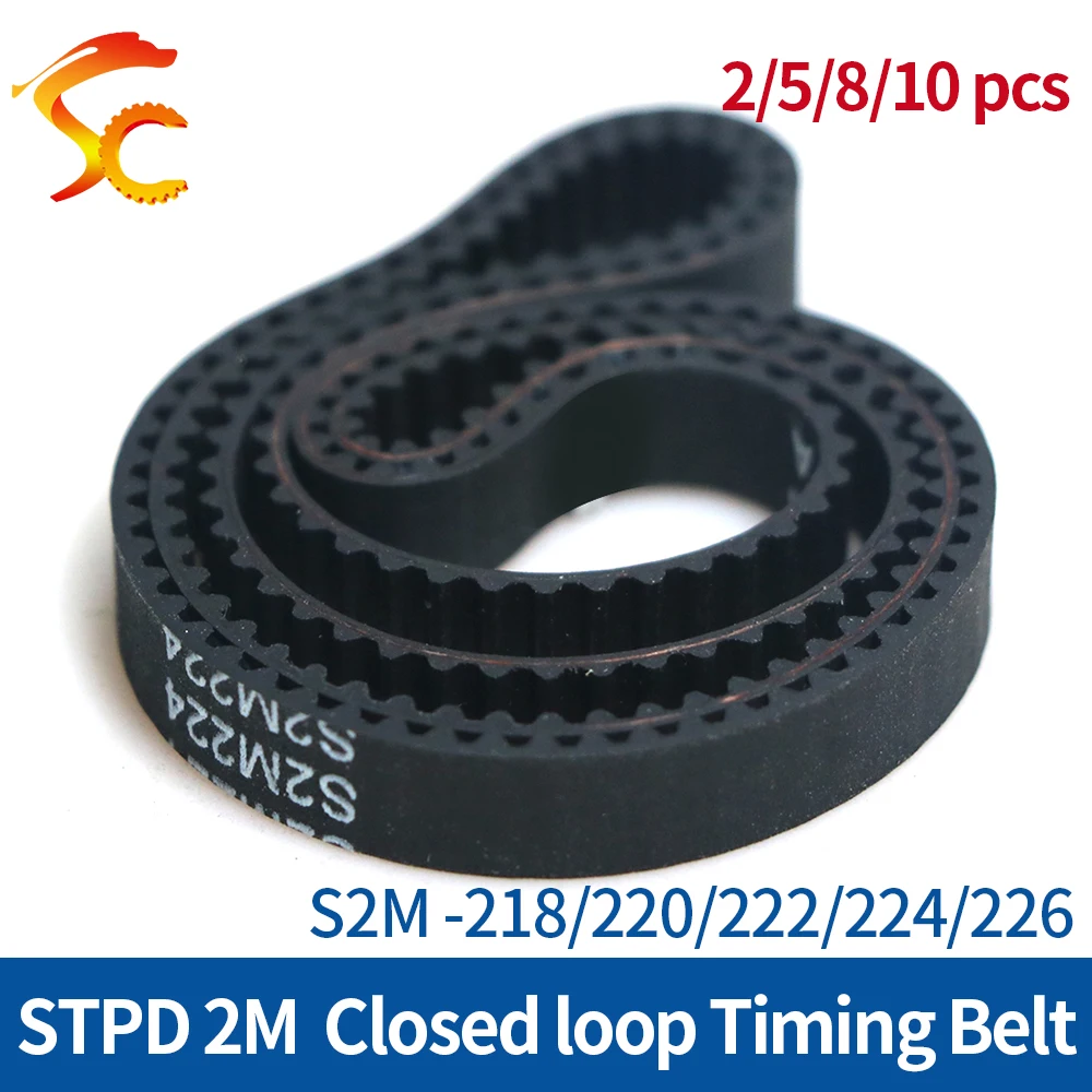 ONEFIRE Rubber Timing Belt S2M 218/220/222/224/226mm Width 6/9/10/15mm STPD 2M Synchronous Closed loop Belt