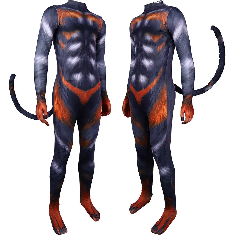 Traje de performance de cosplay de animal impresso em 3D Traje apertado Desempenho de palco loween Beasan Role-plang Faionable Women'...