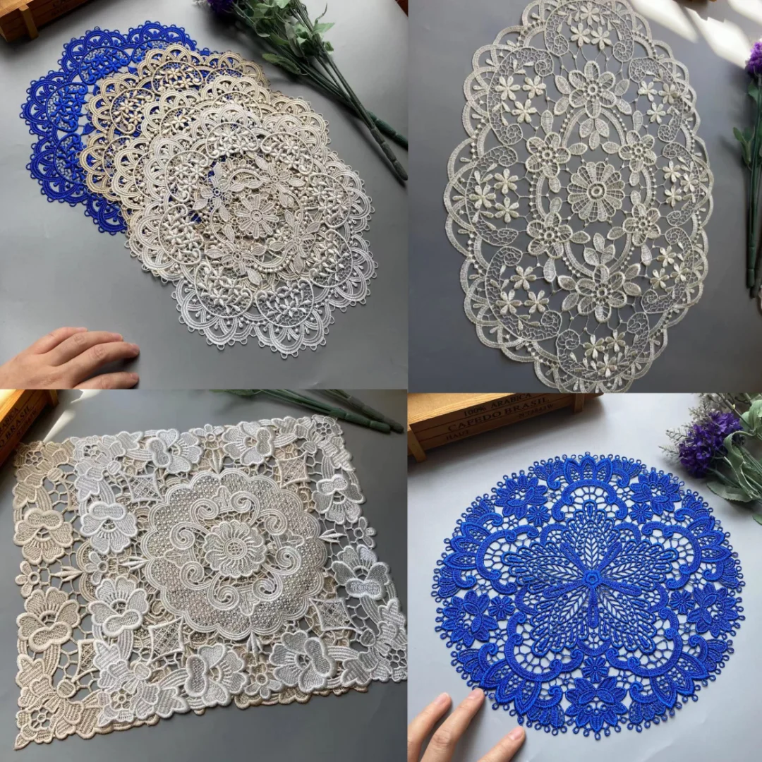 1Pcs for Dining Table Flower Embroidery Craft Placemat European Style Lace Insulation Plate Mat Anti-scald Coaster Table Pads
