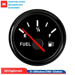 52mm Auto Fuel Level Gauges 0-190ohm Input Signal Fuel Level Meters 240-33ohm America Standard with Red Backlight for Boat Car