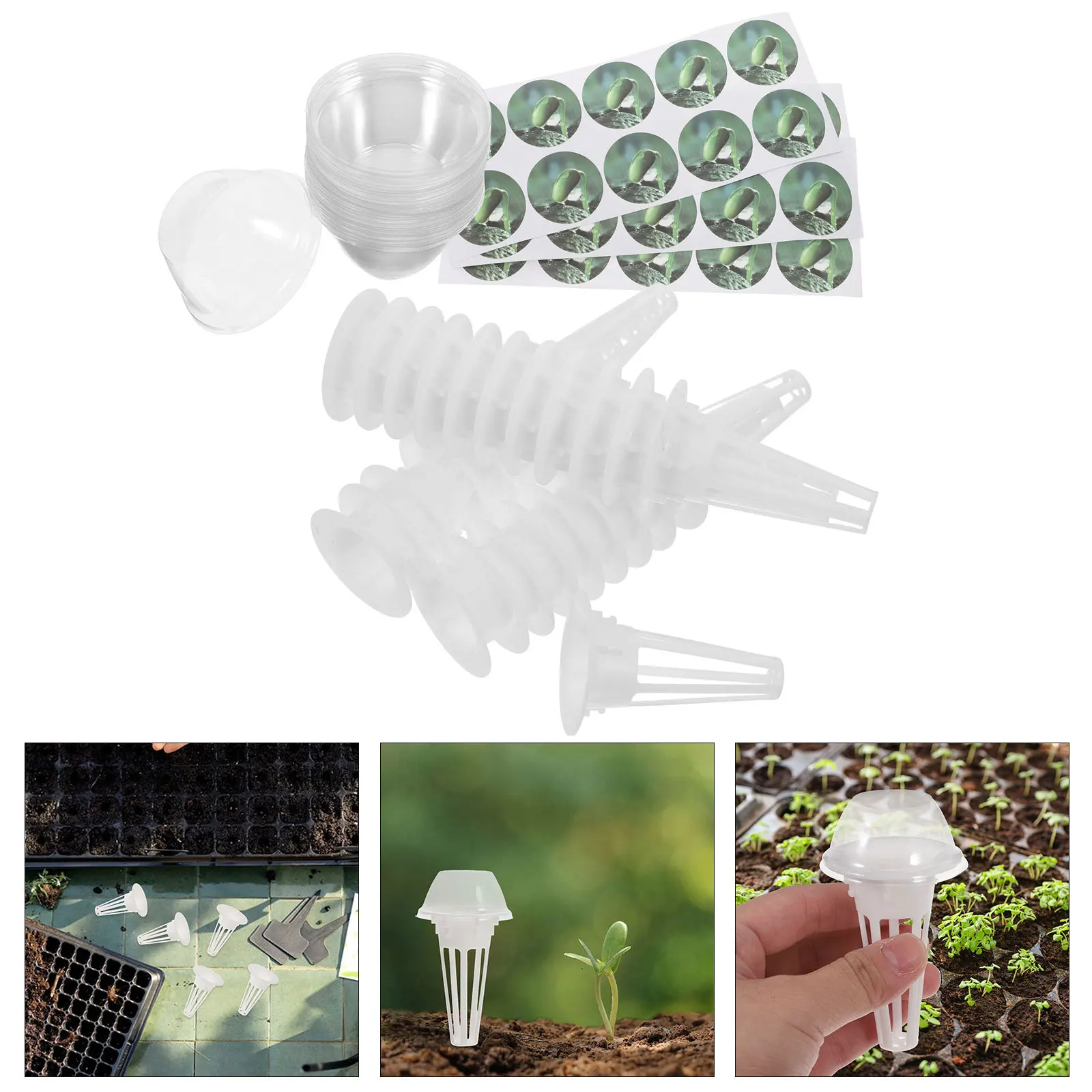 

30set Hydroponic Growing Kit With Clear Domes Baskets For Germination Indoor Use Reusable Sprouting Trays Microgreens Plant