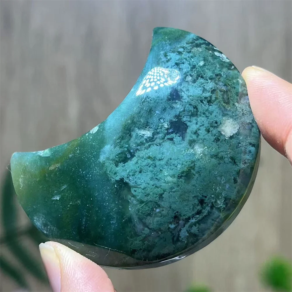 

Crystal Natural Moss Agate Carving Mineral Gift Home Decoration Reiki Carving Meditation Natural Energy Gemstones
