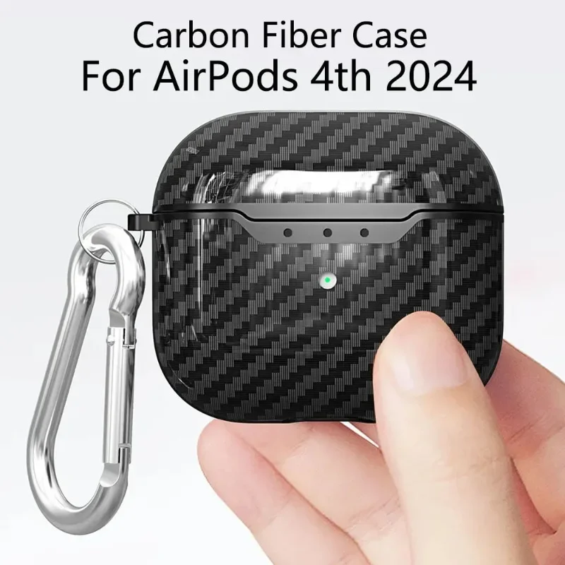 Apple Airpods用カーボンファイバーケース,2024世代イヤホン用保護ケース,Pro 1, 2, 3,4,