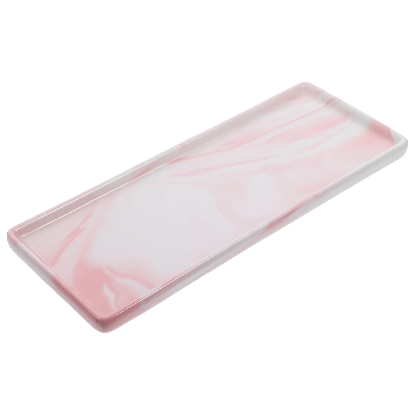 

Marble Effect Tray Bathroom Sundries Container Cosmetics Organizer Jewelry Plate Desktop Storage Display