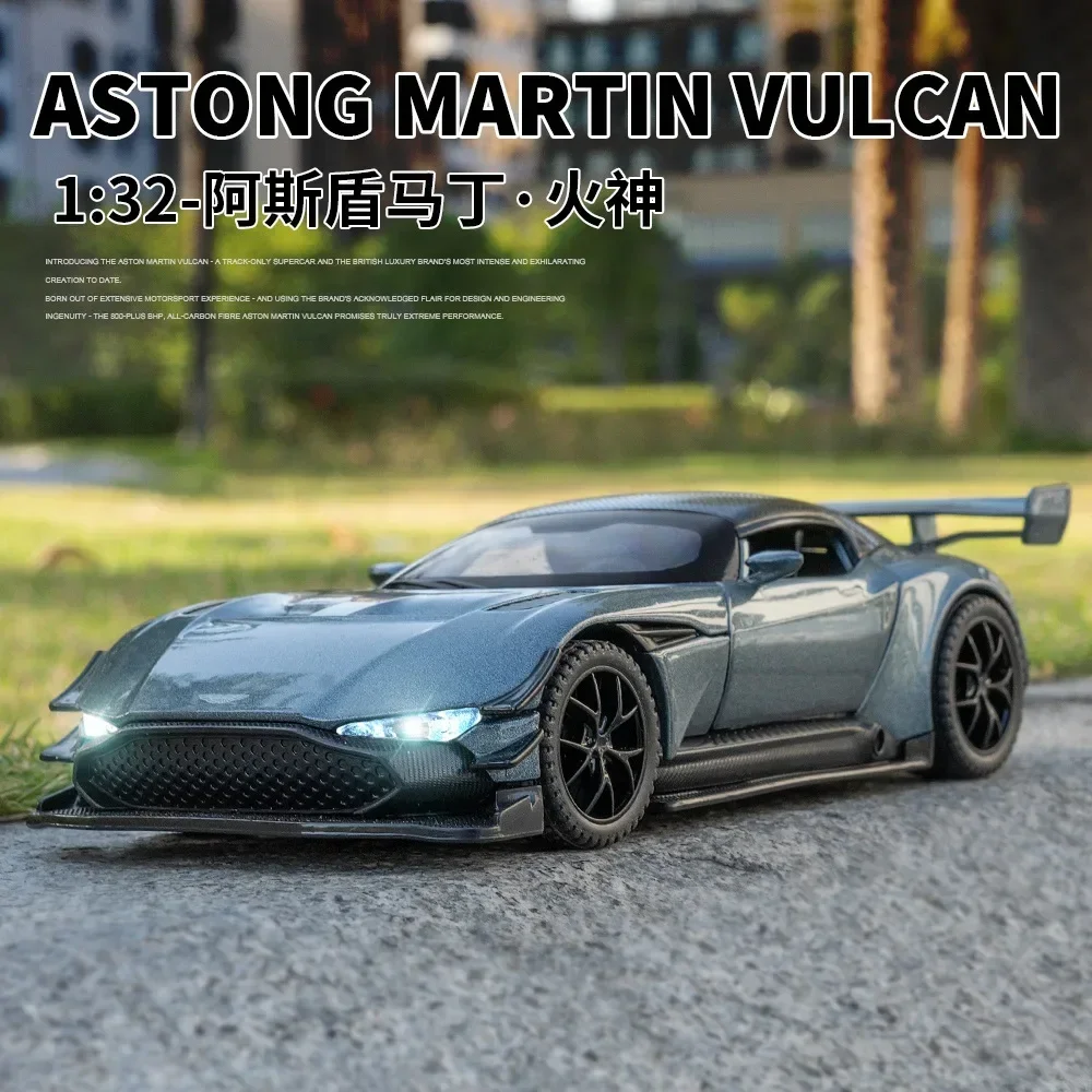 Aston Martin VULCAN-Diecast Metal Alloy Sports Car, 1:32 Modelo de Simulação, Som e Luz, Pull Back Collection, Kids Toy Presentes, X53