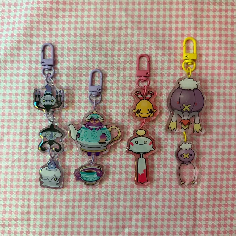 Evolution‑Themed Linked Acrylic Keychain, Chibi Creature Bag Charm Fan Collectible Pendant Gift