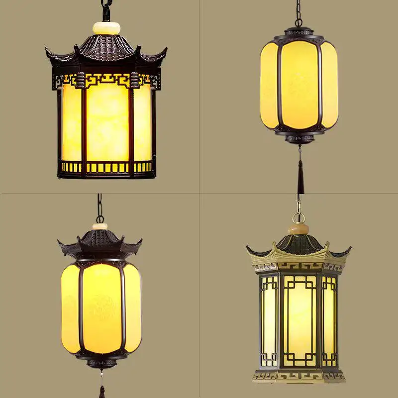 New Chinese style outdoor antique lantern outdoor courtyard garden palace pavilion corridor villa gate waterproof chandelier