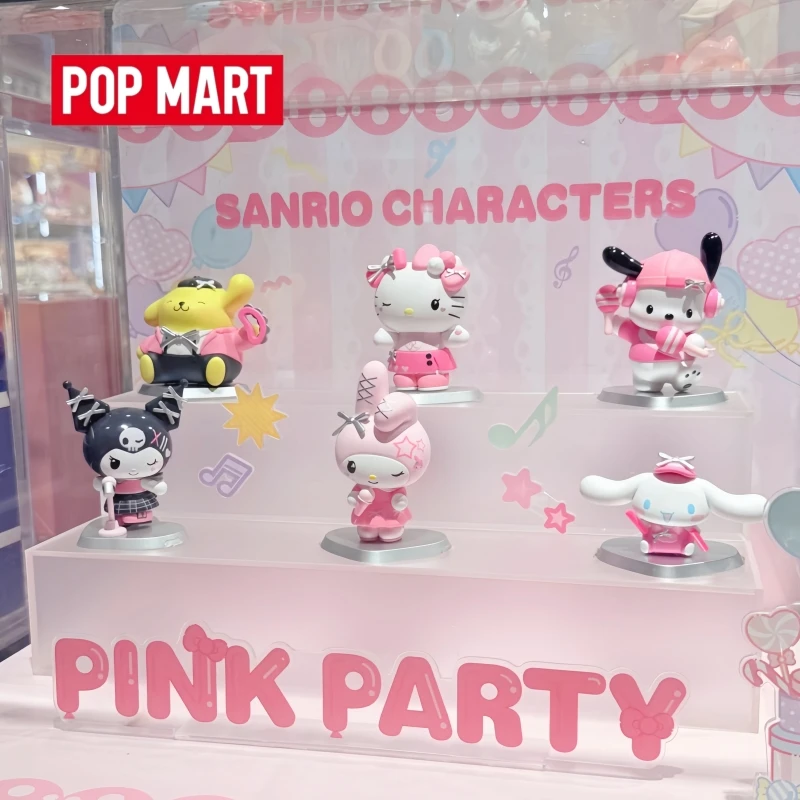 

New Hot genuine stock POPMART Sanrio family pink party series high quality figurines surprise blind box ornaments toy gifts