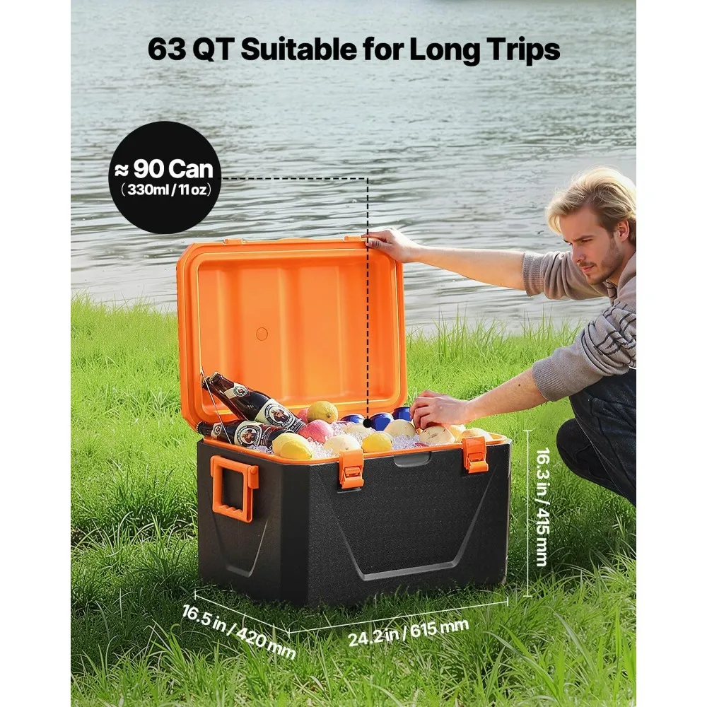 VEVOR Portable Cooler, Lightweight Rigid Material Insulated Portable Cooler, Suitable for Family Picnics and Long Trips