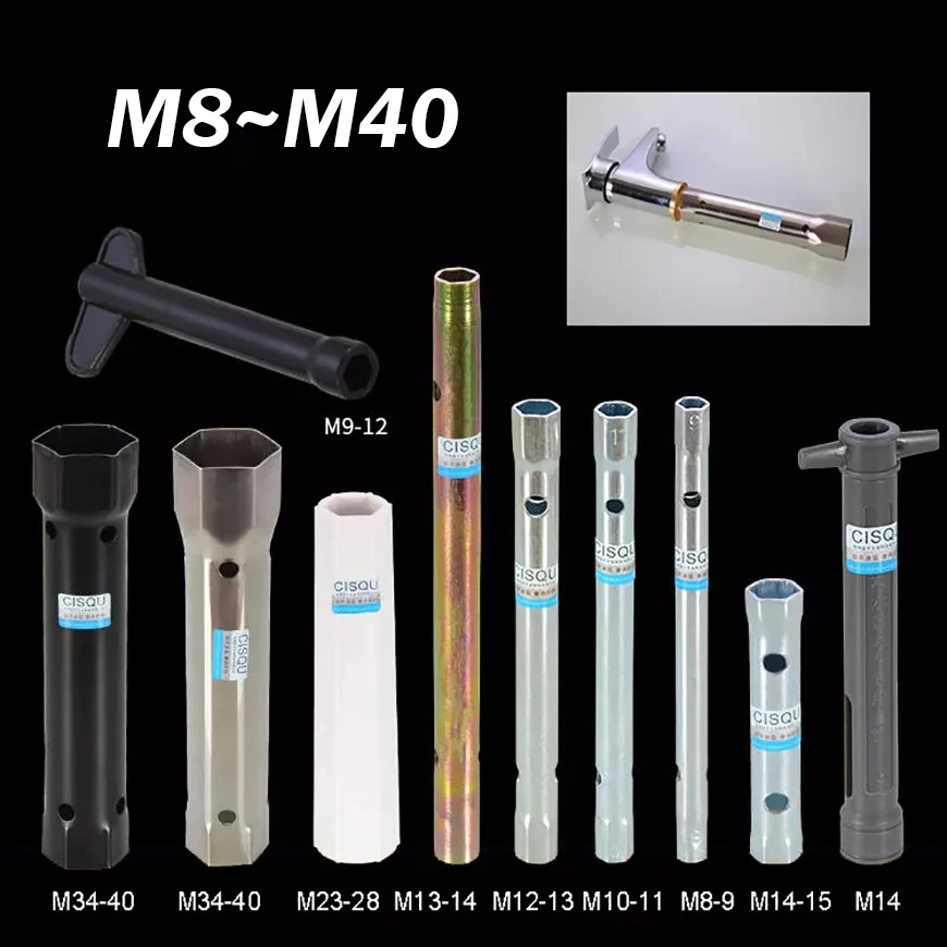 1Pcs M8~M40 Tubular Faucet Wrench Water Pipe Tap Nut Spanner Bath Sink Installer Socket Basin Sink Accessories