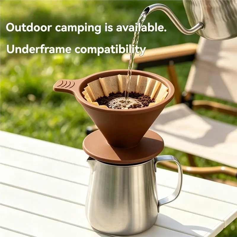 T21C Coffee Dripper Cone Silicone Reusable Filter For Portable Camping Pour Over Coffee Filter Holder For Travel Home