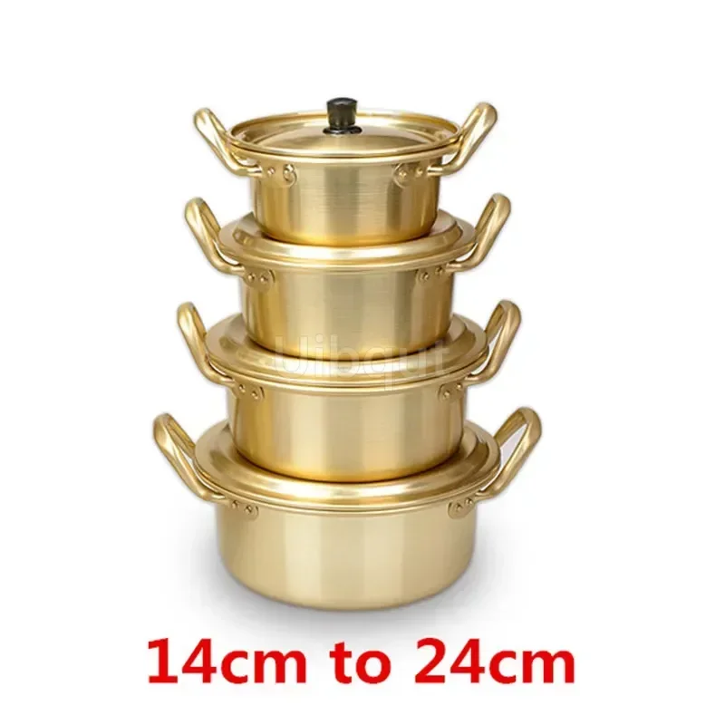 Korean Style Ramen Noodles gold Pot Aluminum Soup hot Pot Coating Oxidized Noodles Mike Egg Soup Cooking Golden Kitchen Cookware