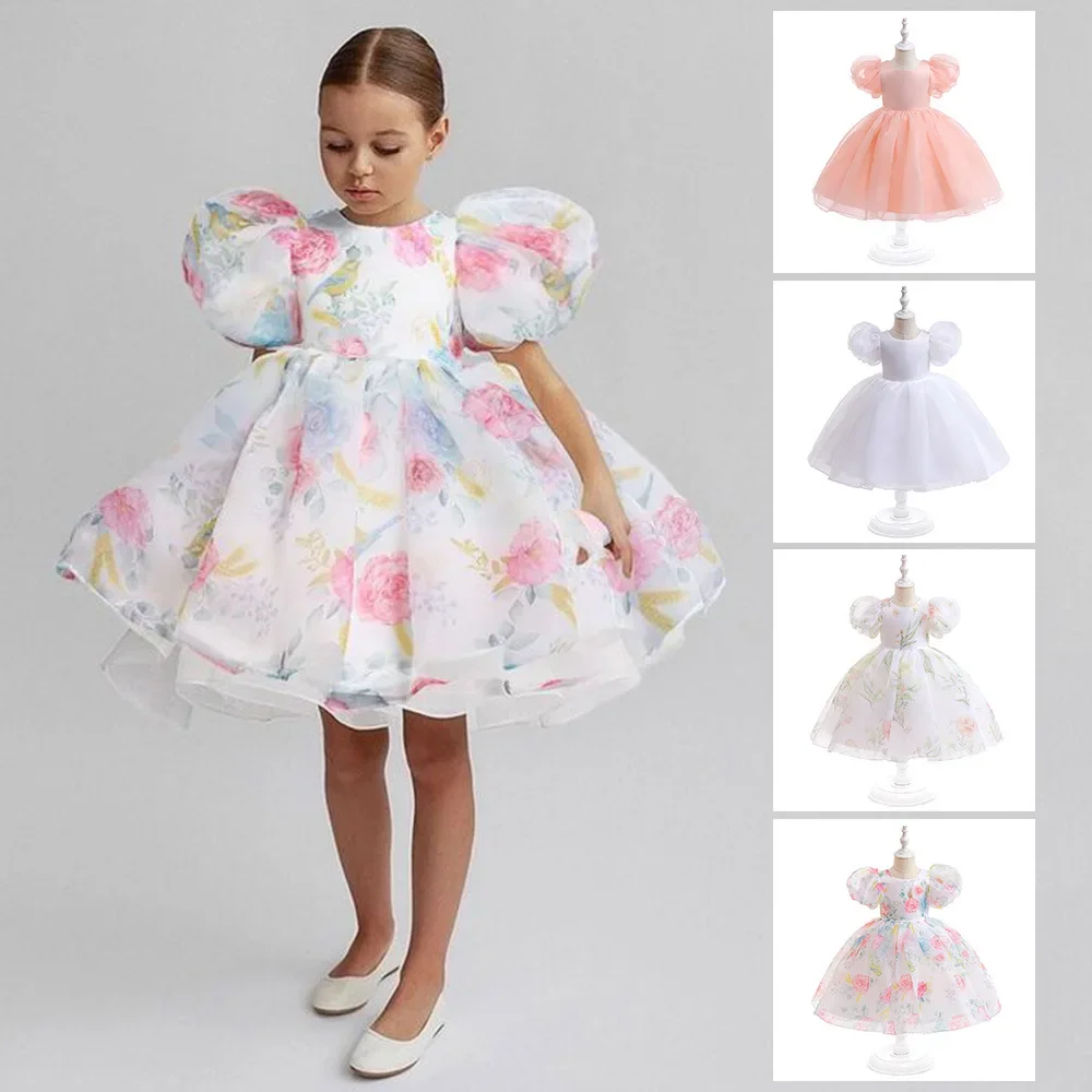 

Princess Dress for Baby Girls 3-8 Years Elegant Formal Evening Ball Gown Kids Girl Black Birthday Prom Dress Wedding White Dress