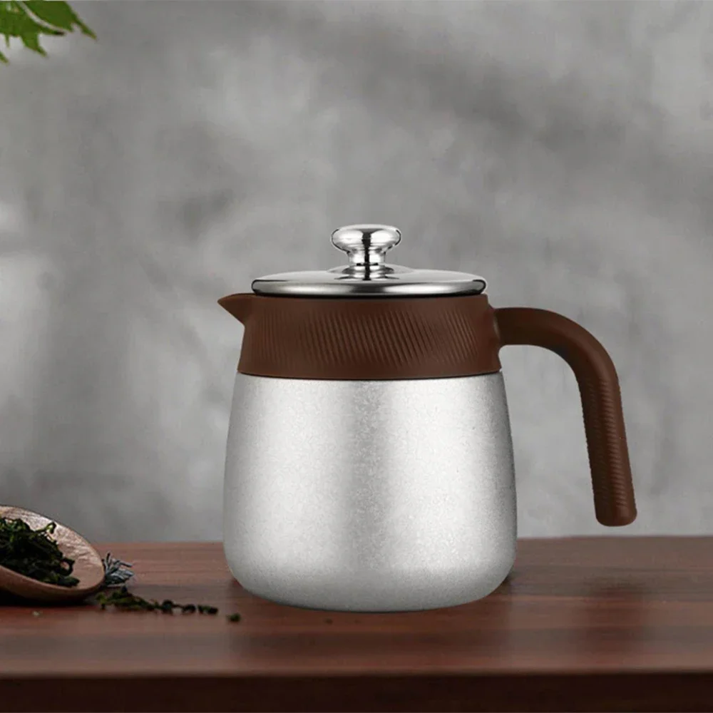 New Stainless Steel Covered Titanium Stew Teapot, Health Tea Pot, Titanium-Coated Inner Thermos Cup, Home Brewing Teapot, 700ml