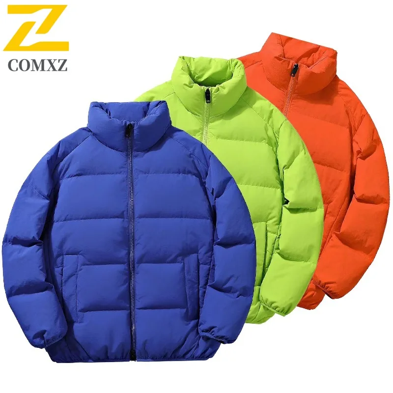 COMXZ Minimalist Quilted Jacket Lightweight Stand Collar Thickened Cold Proof Work Down Jacket High Quality Men's Winter Jacket