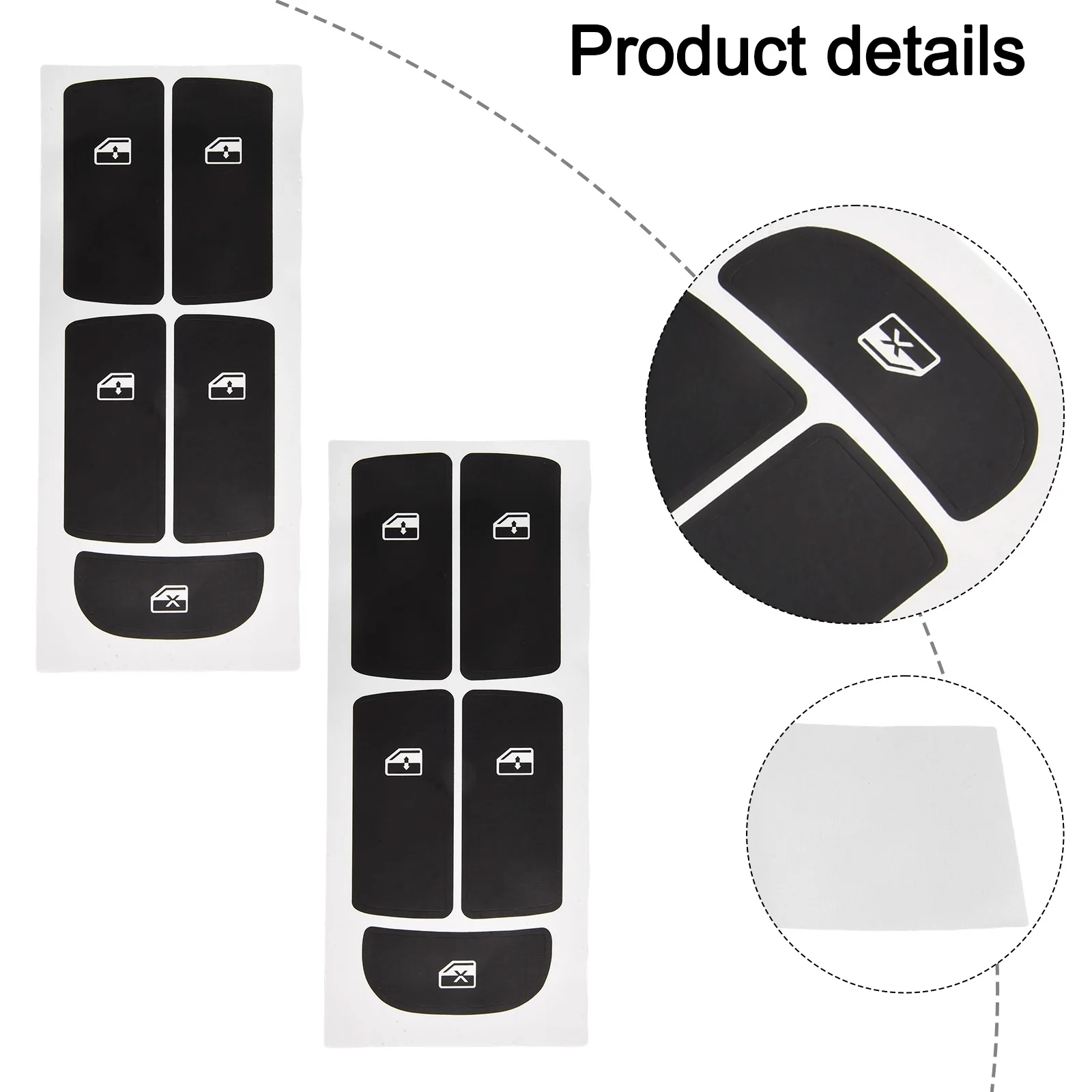 ل SAAB 9-3 03-12 زر التحكم ملصق إصلاح مجموعة 2 قطعة عالية الجودة الفينيل الأسود تراكب مع حروف بيضاء لأزرار الضغط