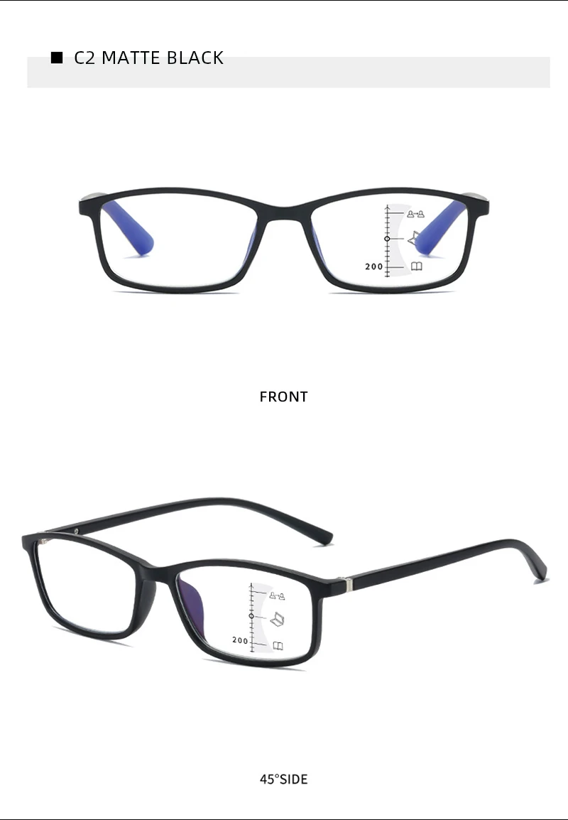 Ultraleichte, kleine Rahmen-Retro-Progressive-Multifokal-Lesebrille, blaues Licht blockiert Nah-Fernsicht-Anti-Augen-Brille – Detail 14