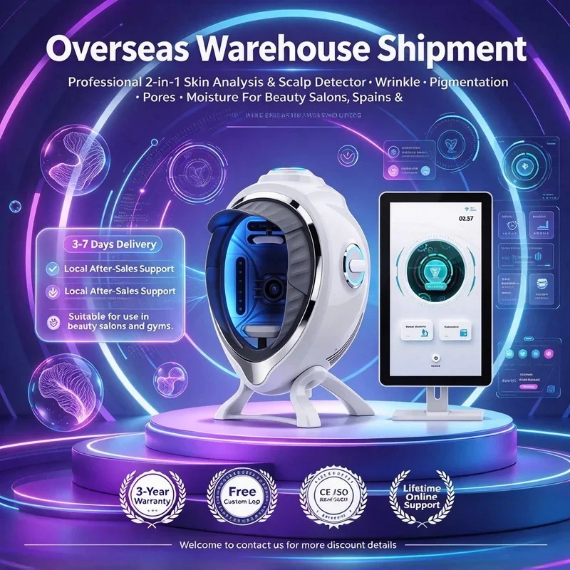 Beauty Salon 3D Facial Skin Analyzer Machine Dermatoscope Face Mirror Skin Scanner For Skin Diagnostics