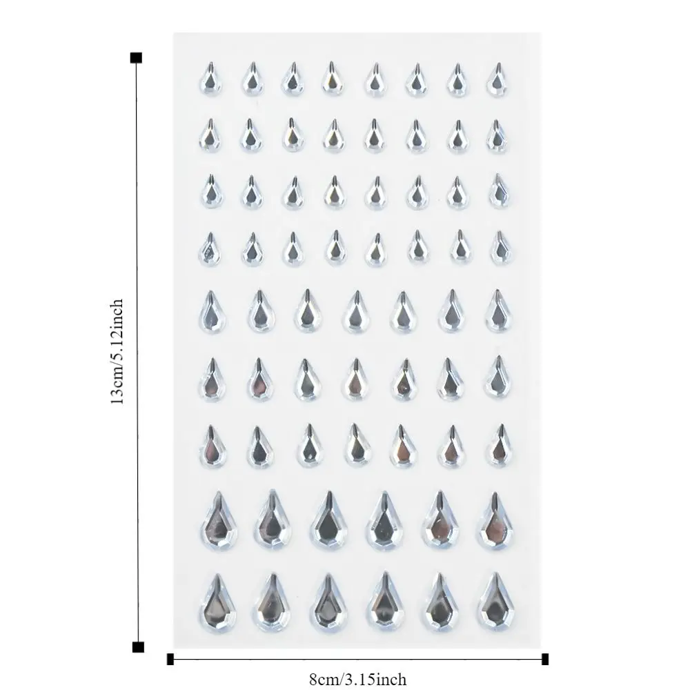 3D مسمار الفن ملصق متعدد الألوان شكل قطرة أحجار الراين ملصقات تألق مسطحة القاع 3D الاكريليك ملصقات جوهرة
