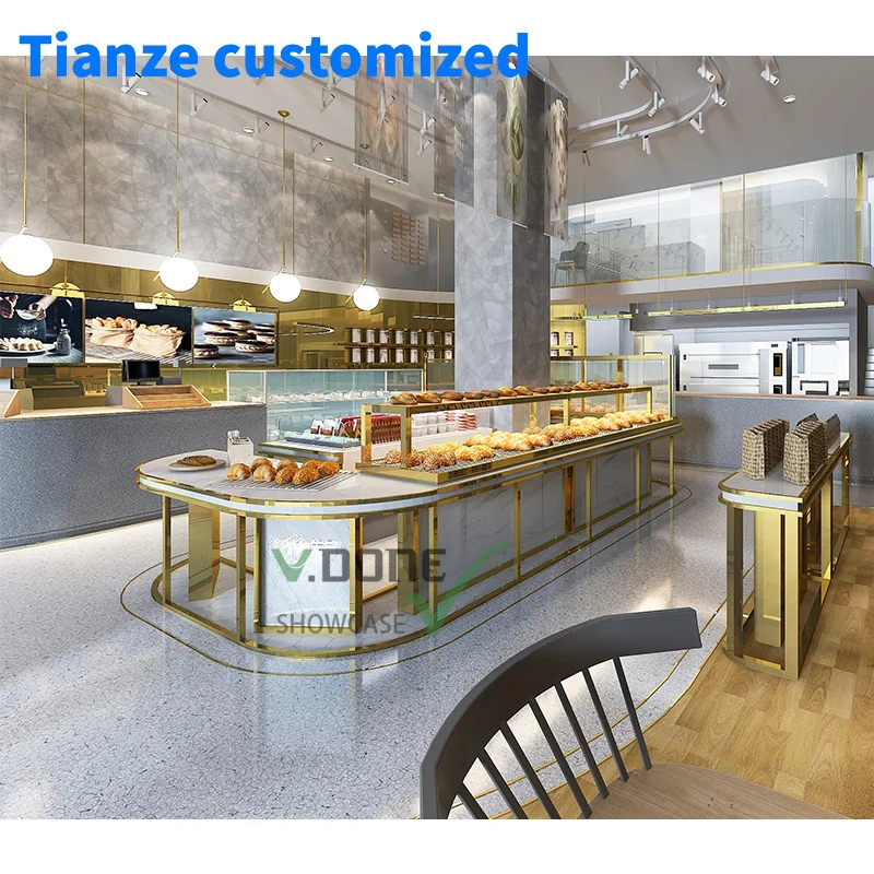 

[Customized]Factory Price Wood Bread Display Showcase Design Stand Bakery Display Cabinet Coffee Shop Furniture Counter Rack