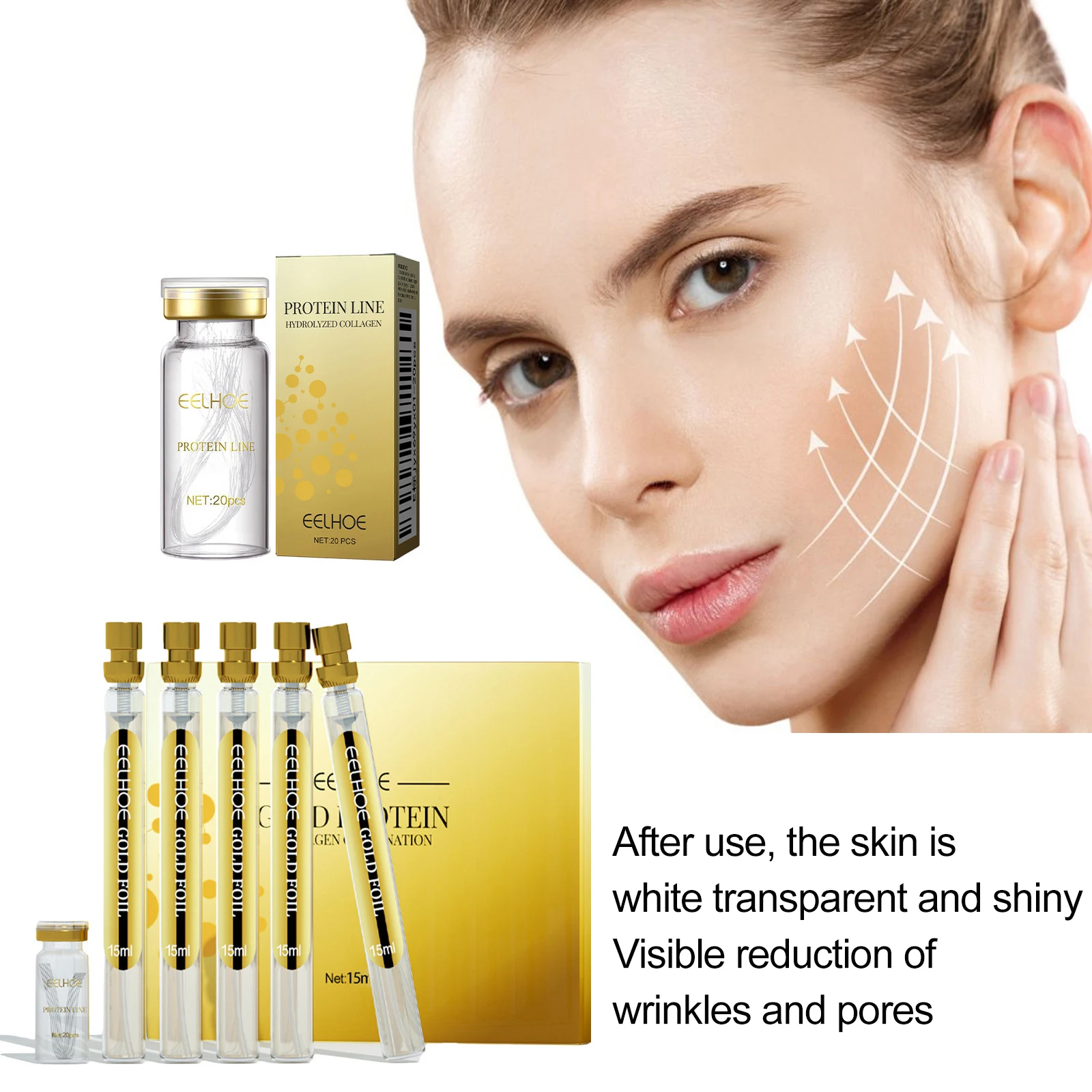 5PCS Collagen Thread Serum Set Instant Lifting Wrinkle Remover Soluble Protein Threads Face Filler Anti-aging Skin Care Products