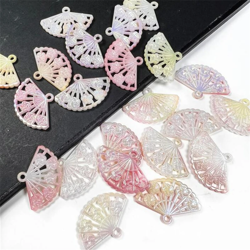 

20Pcs/Lot New Creative Acrylic Fan Charms Connectors Diy Earrings Hair Jewelry Making Resin Acessories Material