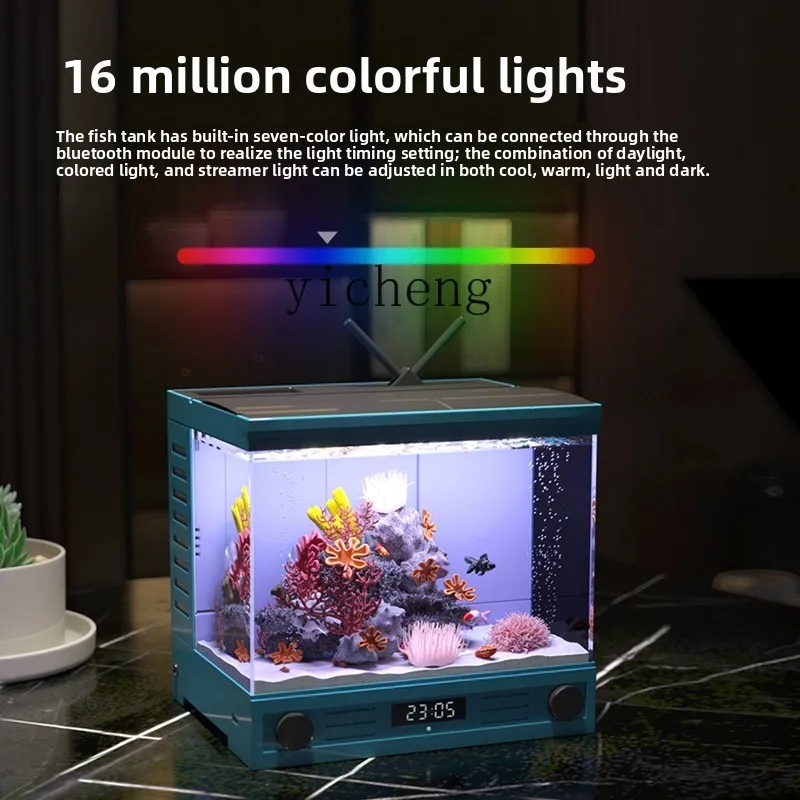 

XL voice intelligent small fish tank, desktop landscaping tank creative home mini goldfish tank package