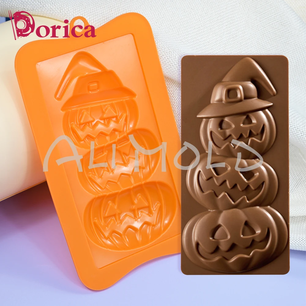 Dorica Halloween Pumpkin Tower Silicone Mold DIY Fondant Candy Chocolate Mould Cake Decorating Tool Kitchen Bakeware Accessories