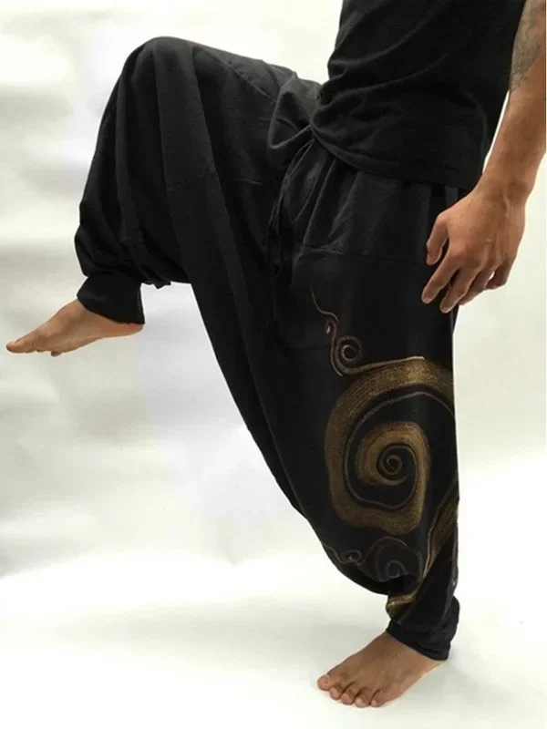 Męskie dorywczo elastyczny pas Baggy Hippie joga Harem spodnie mężczyźni Baggy Hippie Boho Gypsy Aladdin Hippie Boho Aladdin Alibaba Harem