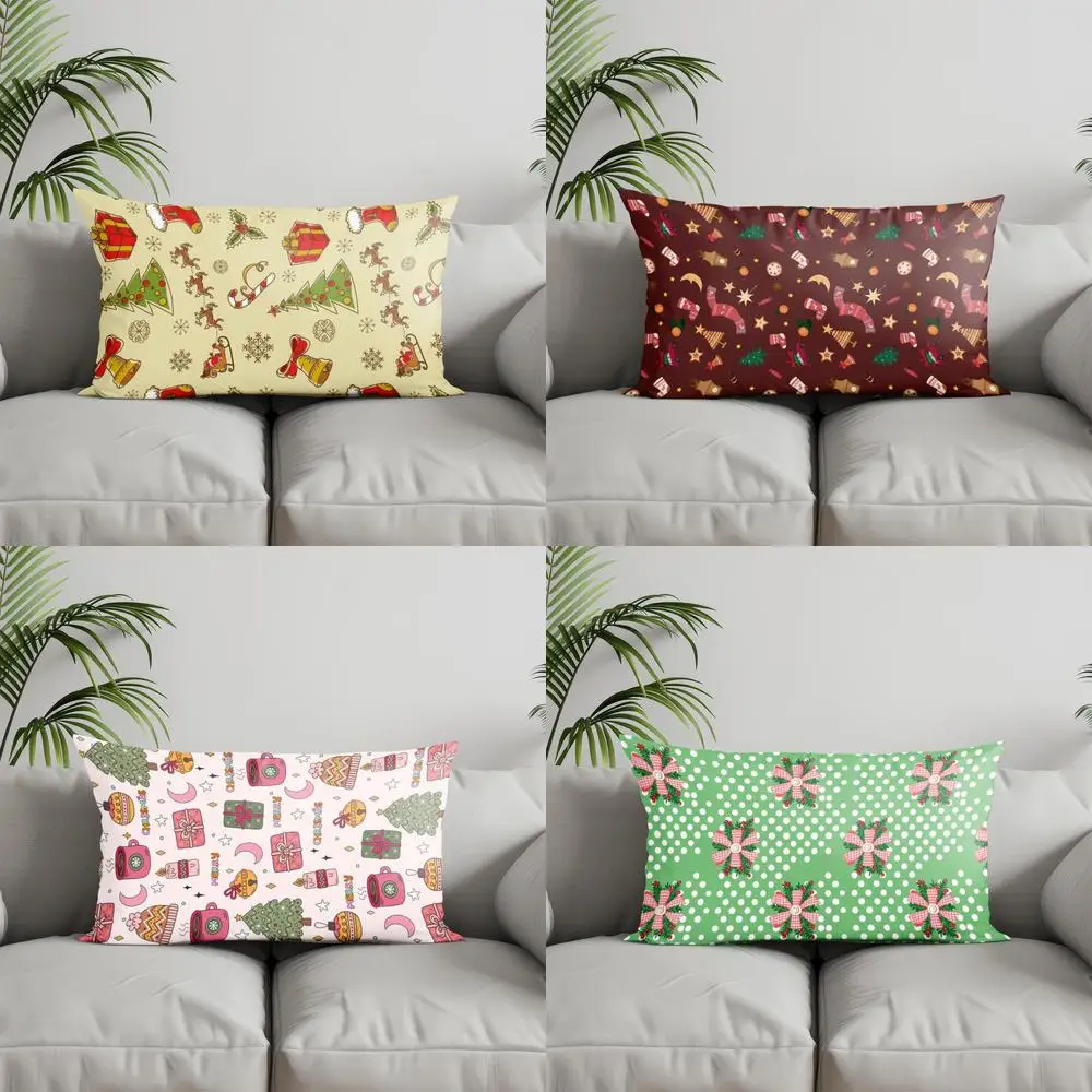 Home Decor Christmas Pattern Rectangular Pillow Suitable For Sofa Bedroom Car Pillow Cover Cushion Rectangular Back Cushion