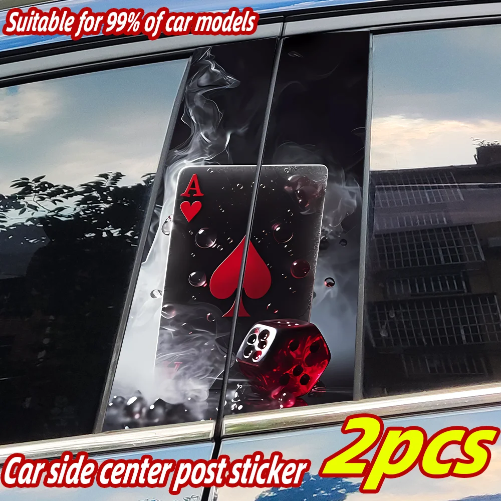 

Poker Car Stickers Auto B Pillar Waterproof Funny Decoration Cover Scratches Sunscreen Car Doors Pillar Vinyl Decals Accessories