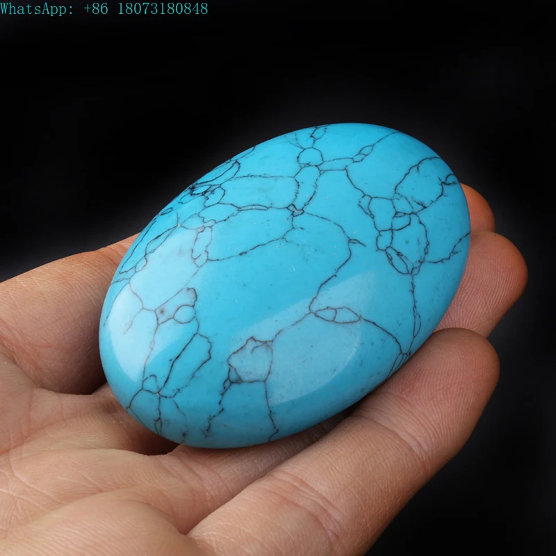 Wholesale Natural mineral specimen Flashy Turquoise Pebble Palm Stone For healing