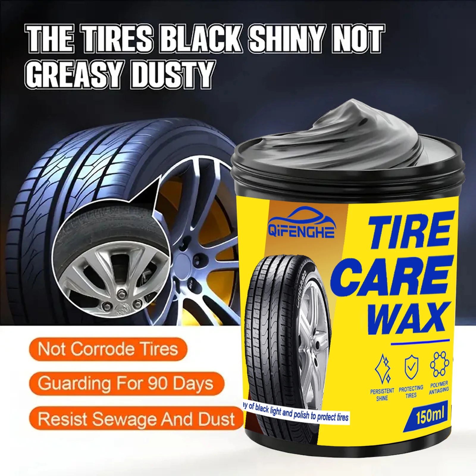 Tire Shine & Protection Cream - Long-Lasting Gloss Enhancer for Cars, Fit, Brightens Dark Tires, Durable Shine for Tires