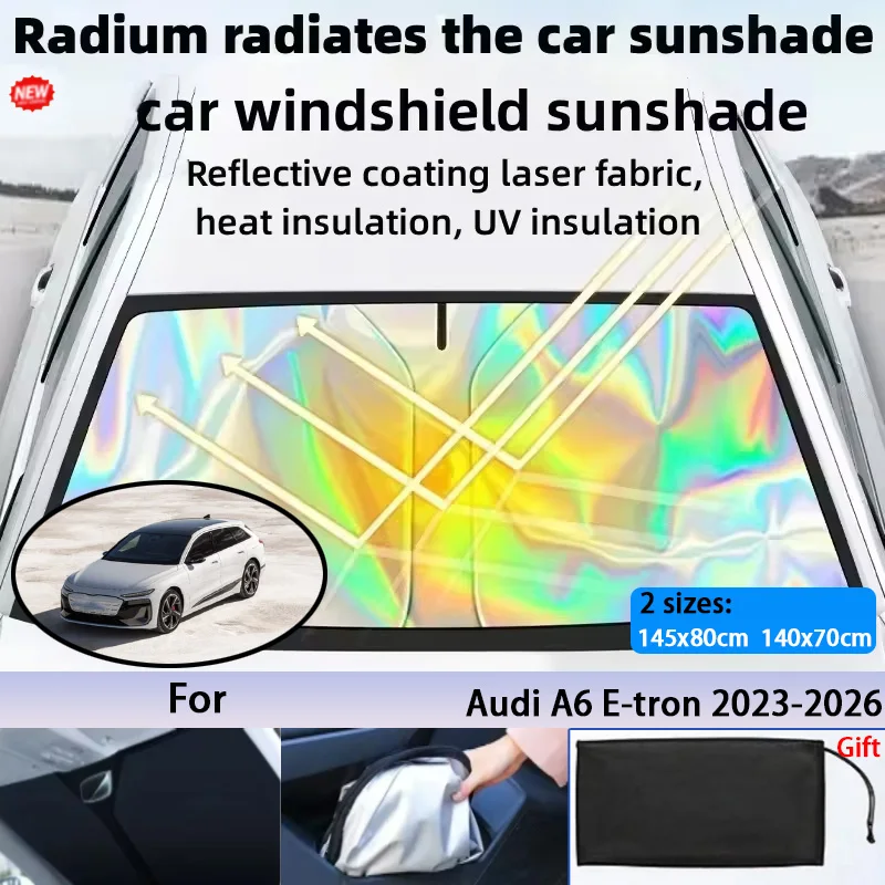 For Audi A6 E-tron 2023-2026 Foldable Front Windshield Sun Shade UV Reflective Sun Protection Cover Car Interior Accessories