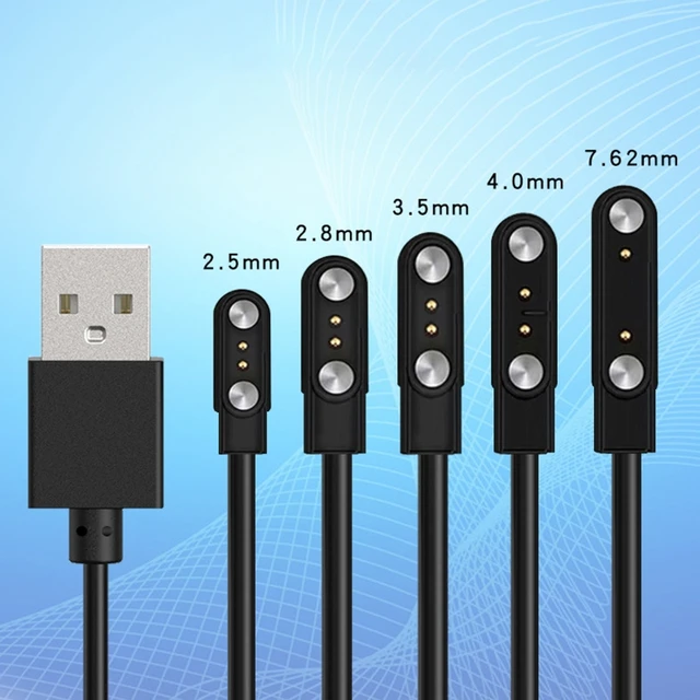 Cable de carga magnetico fuerte de 2 pines Cable de linea de carga USB Color blanco y negro Compatible con relojes inteligentes universales AliExpress