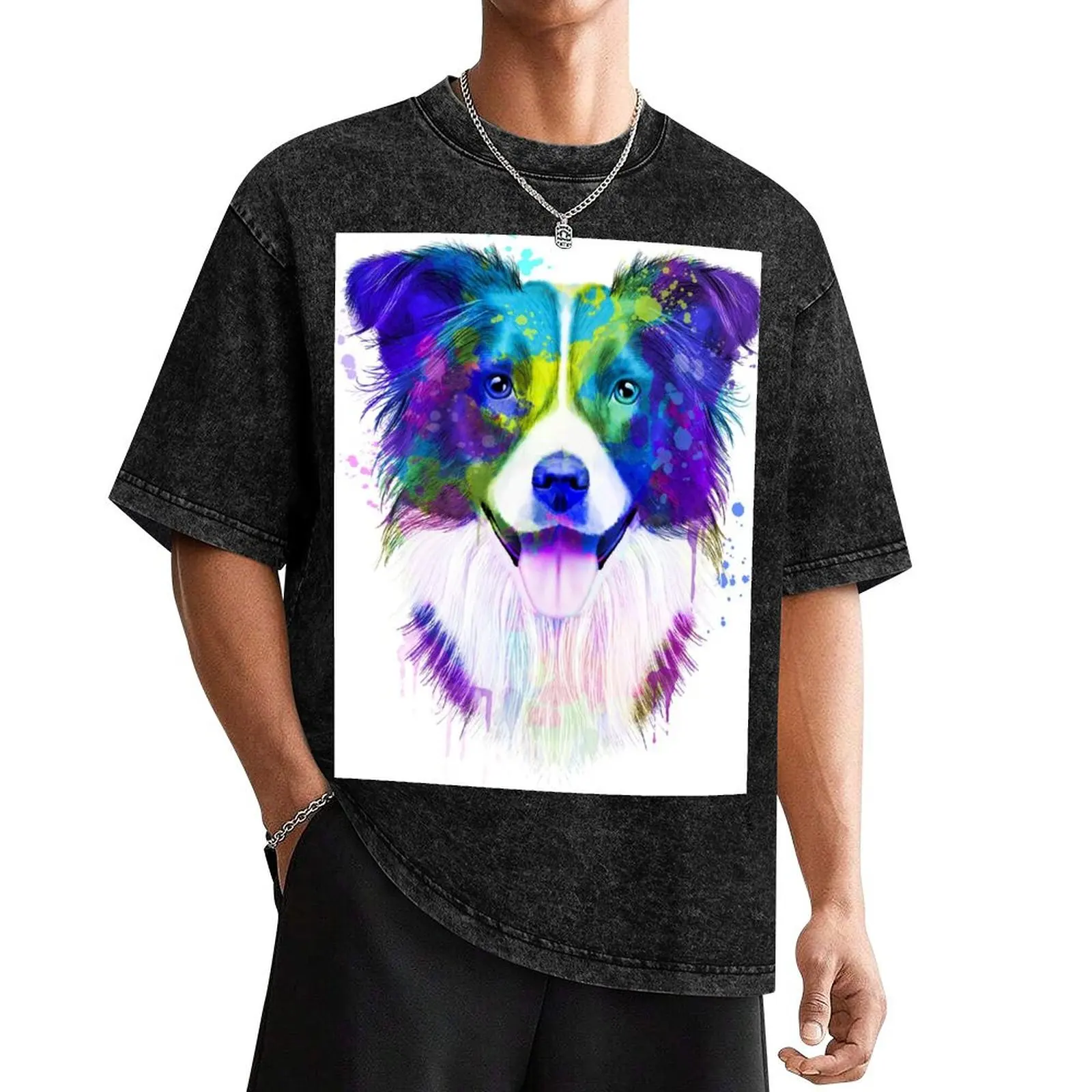 Border Collie Watercolor, Border Painting, Portrait, art, illustration T-Shirt