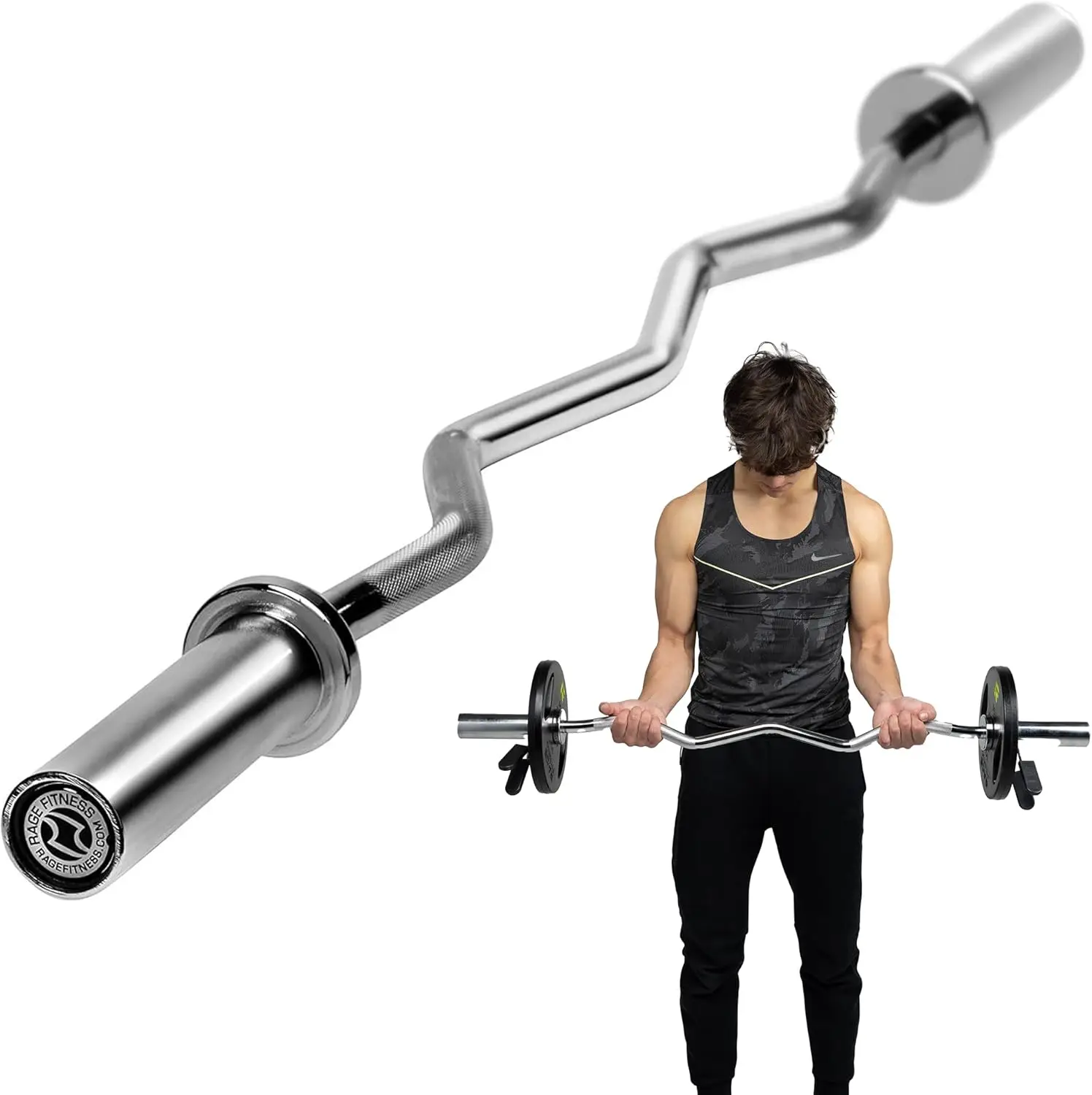 

Штанга EZ Curl для домашнего спортзала: 17 фунтов, хромированная, из легированной стали, грузоподъемность 400 фунтов